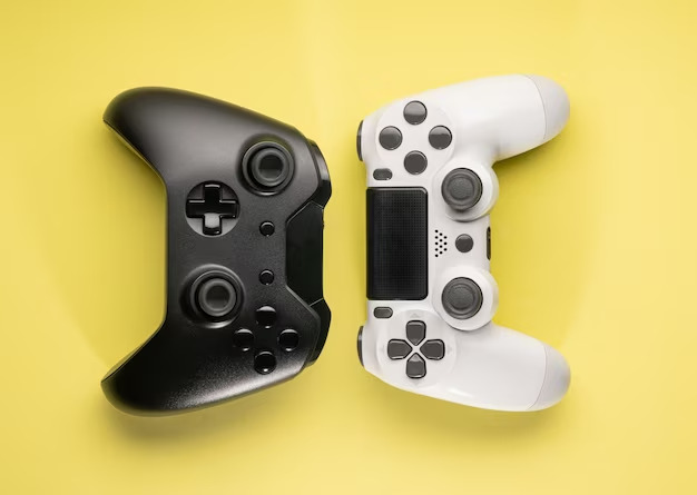 Top -view-black-white-game-controllers